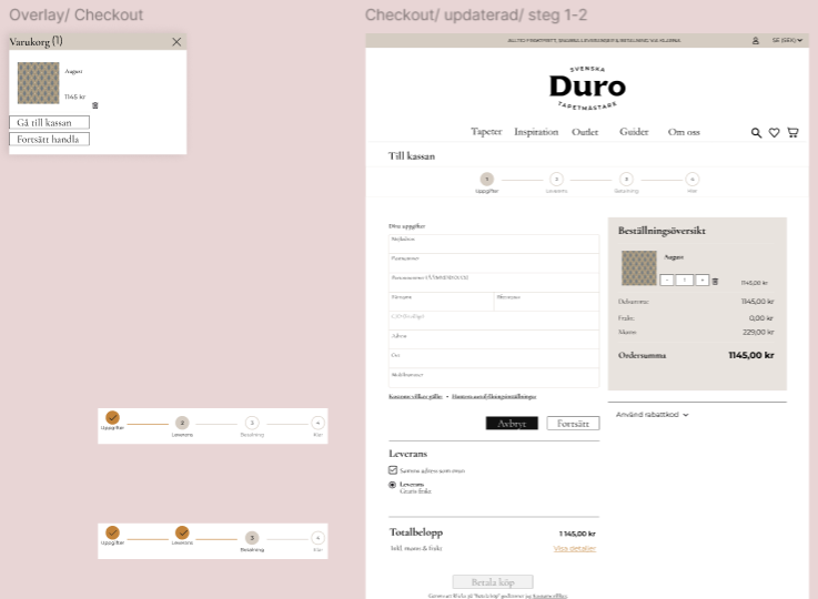 Design improvements and wireframes
