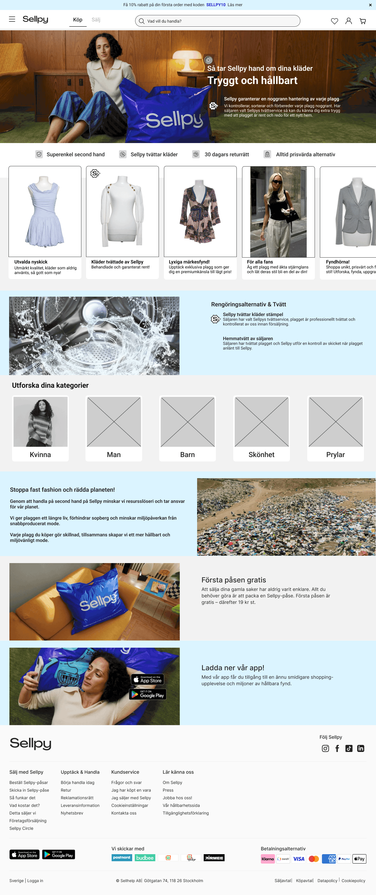 Sellpy prototype screens